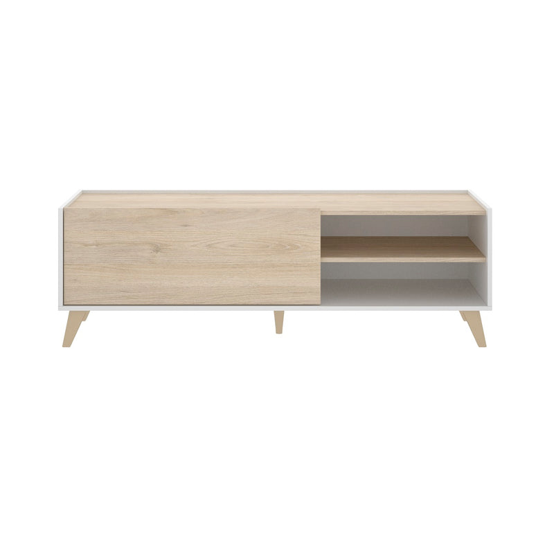 Mesa de TV Genesis - Roble y Blanco Brillante