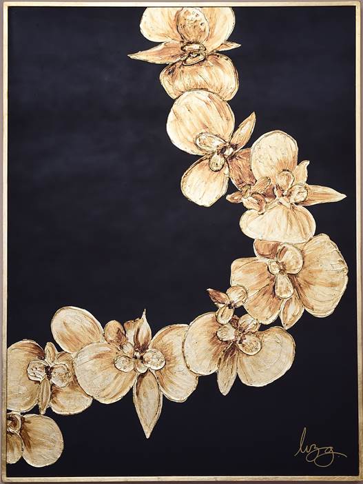 Cuadro Decorativo Orquideas Oro