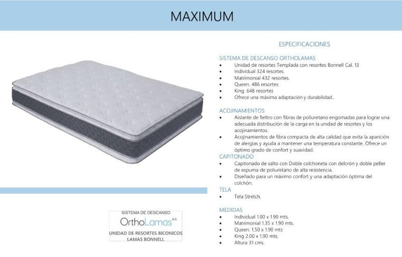 Colchon Maximum Queen Size - Gris y Blanco