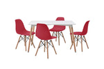 Mesa de comedor rectangular con 4 sillas Skiptvet - Blanco y rojo
