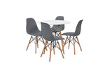 Mesa de comedor redonda con 4 sillas Sorum - Blanco y gris