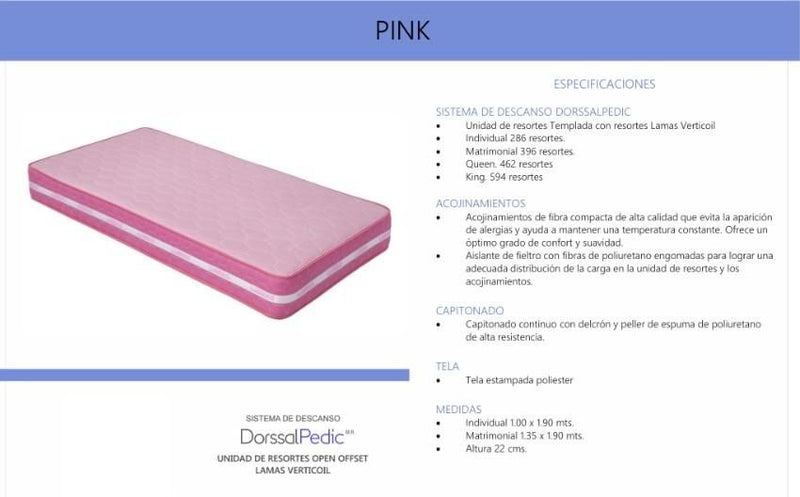 Colchon Pink Individual - Rosa