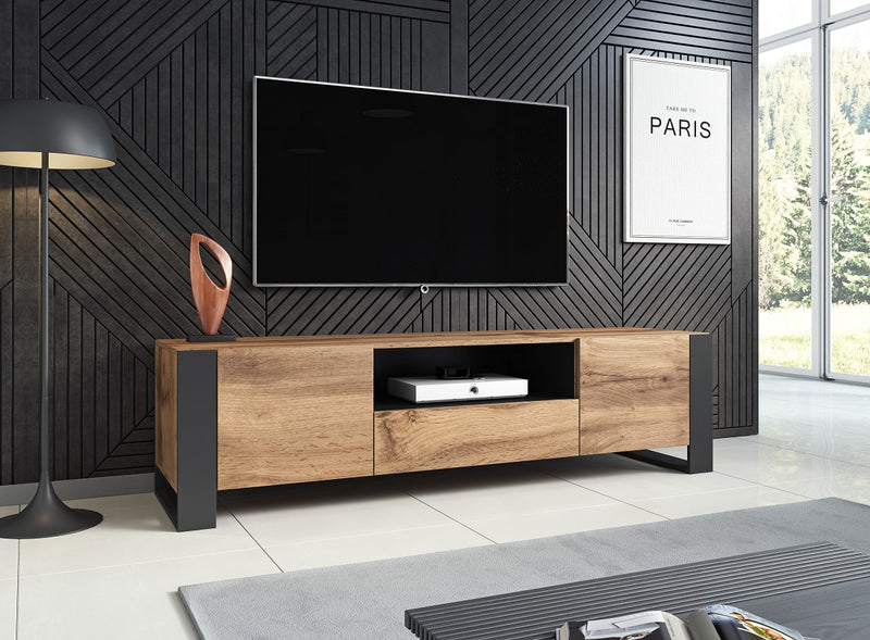 Mesa de TV Dan - Roble y Grafito