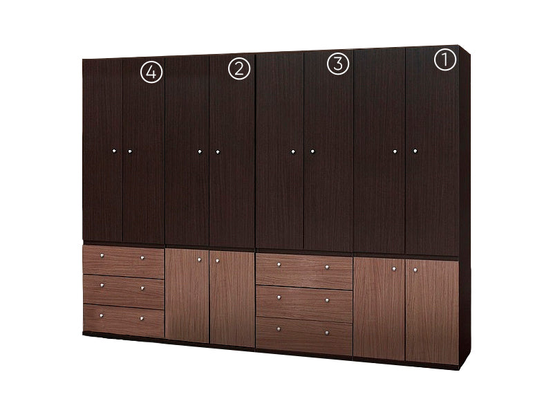 Ropero Modelo Elite 4 (2 Puertas con Entrepaños y 3 Cajones) - Chocolate con Nogal