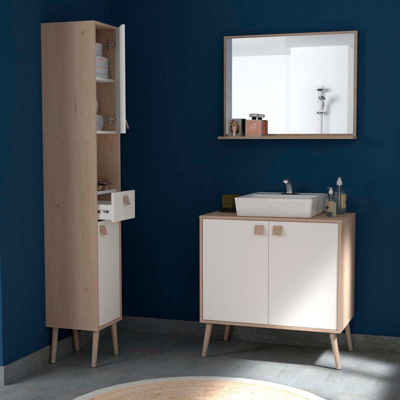 Mueble de baño Senniel - Madera y Blanco