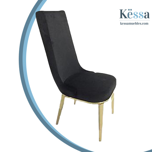 Silla Alicia Alta Velvet Negro / Champagne - Negro