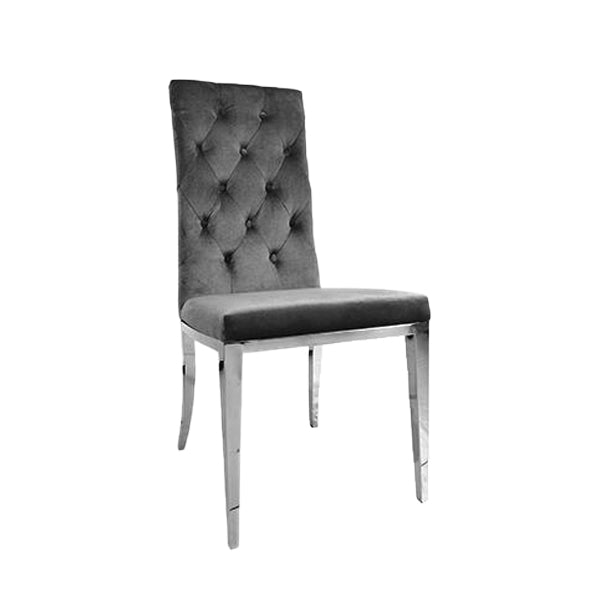 Silla Lena Capitonada - Gris y Plata