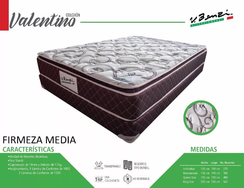 Colchon Marca Vittorio Benzi Modelo Valentino - Queen Size