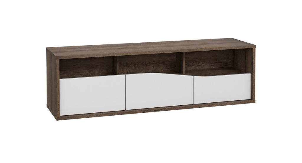 Mesa para tv Eidsvoll - Nogal y blanco alto brillo