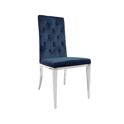 Silla Lena Capitonada - Azul y Plata