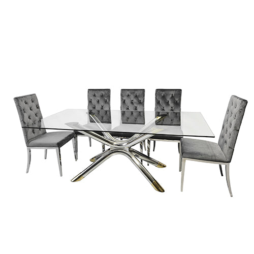 Mesa de Comedor Alisa - Dorado y Plateado