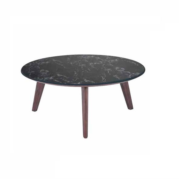 Mesa De Centro Casatti Marmol Negro Cristal 32Cm - Nogal y Negro