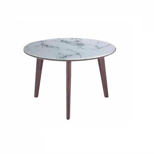 Mesa De Centro Casatti Marmol Blanco Cristal 40Cm - Nogal y Blanco