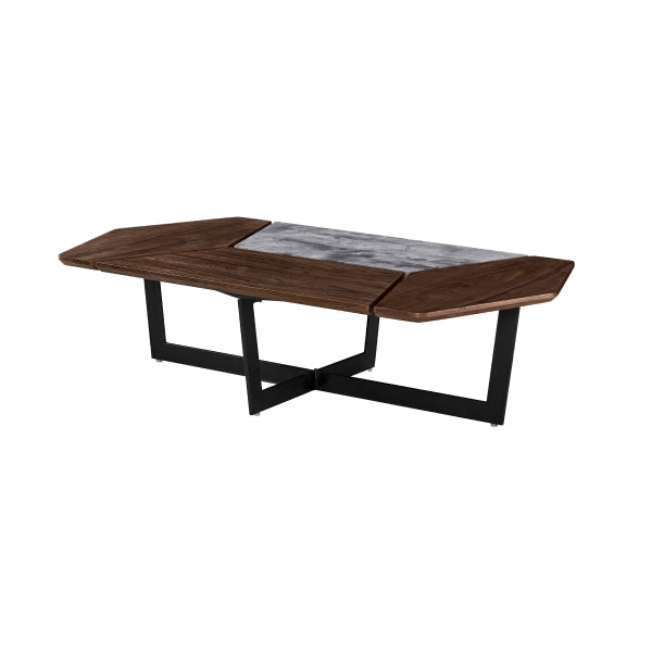 Mesa De Centro Arqui Marmol Cristal - Nogal / Negro