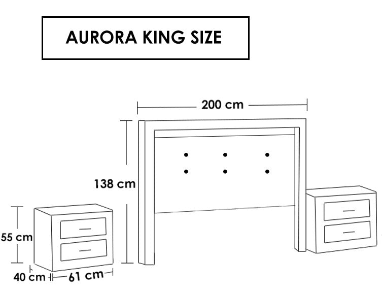 Recamara Aurora King Size 3 piezas - Gris