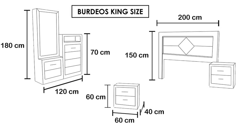 Recamara Burdeos King Size 5 Piezas - Nogal