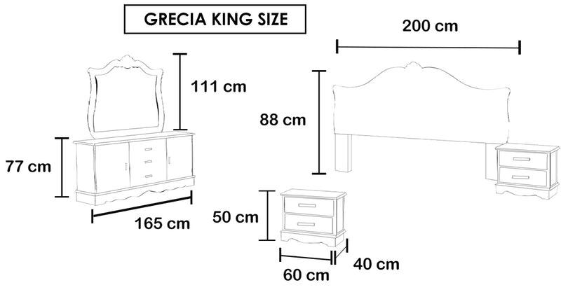 Recamara Grecia King Size 5 Piezas - Cherry