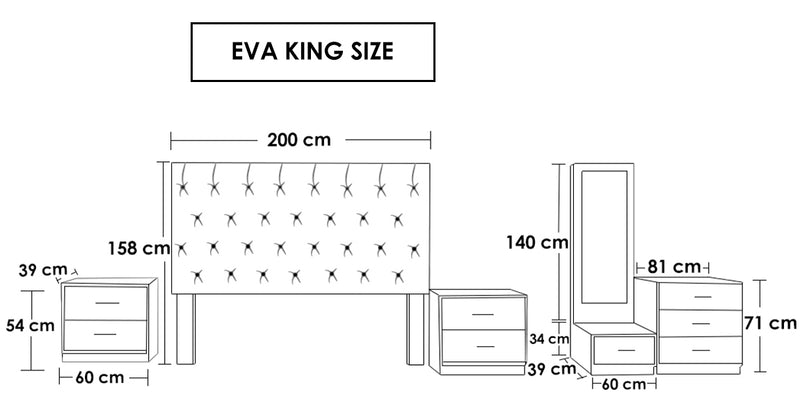 Recamara Eva King Size 5 Piezas - Tabaco
