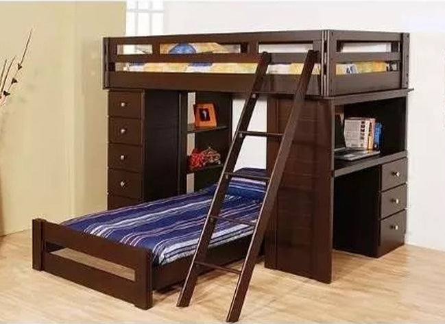 Cama Litera De Madera Con Dos Camas Individuales, Twin Sobre Twin Con  Escalera