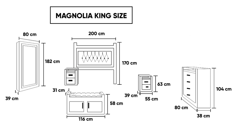 Recamara Magnolia King Size 6 Piezas - Nogal