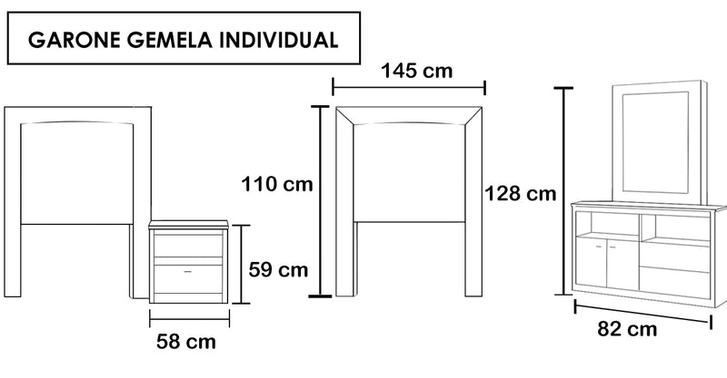 Recamara Gemela Garone Individual - Gris Olivo