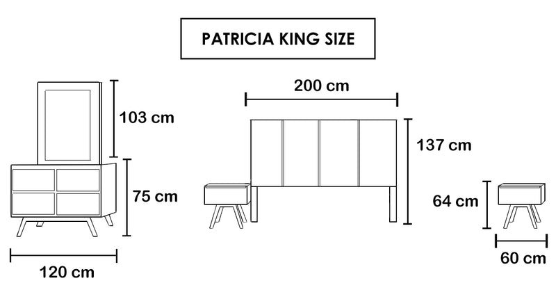 Recamara Patricia King Size 5 Piezas - Gris