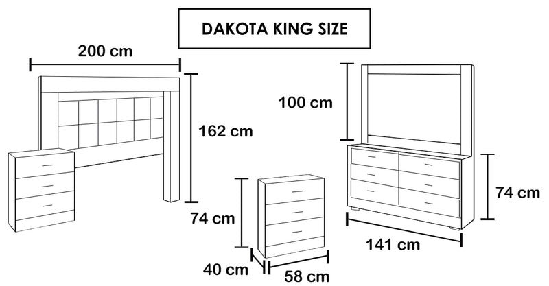 Recamara Dakota King Size 5 Piezas - Tabaco