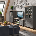 Mesa para tv Ballerup - Gris y roble