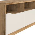 Mesa para tv Albet - Blanco brillante y roble sonoma